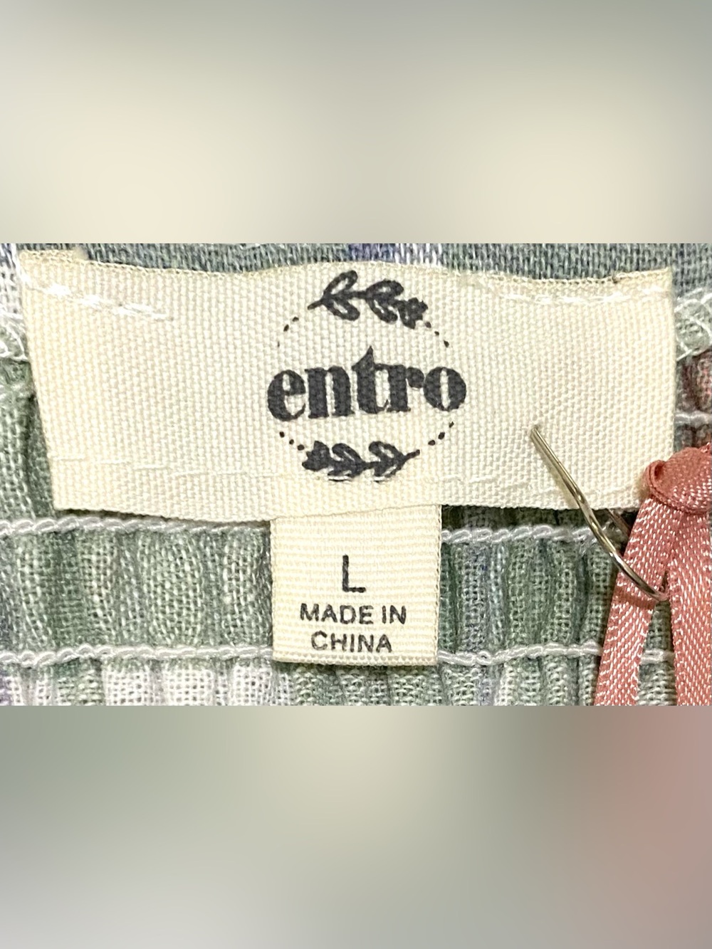 Entro Womens L Green Plaid Puff Sleeve Peplum Top Summer Preppy Fairy Feminine - Picture 9 of 15